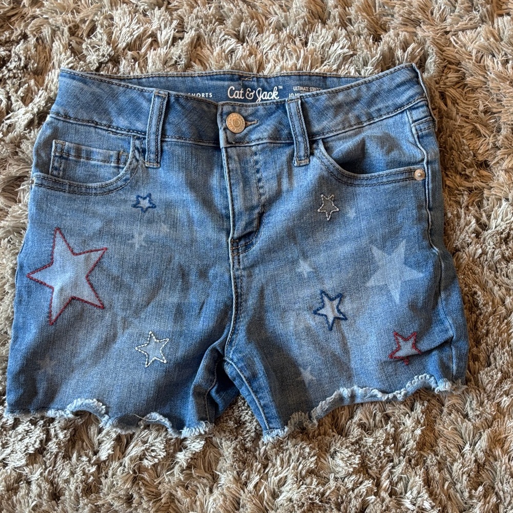 Cat & Jack Star Embroidered Jean Shorts 10/12